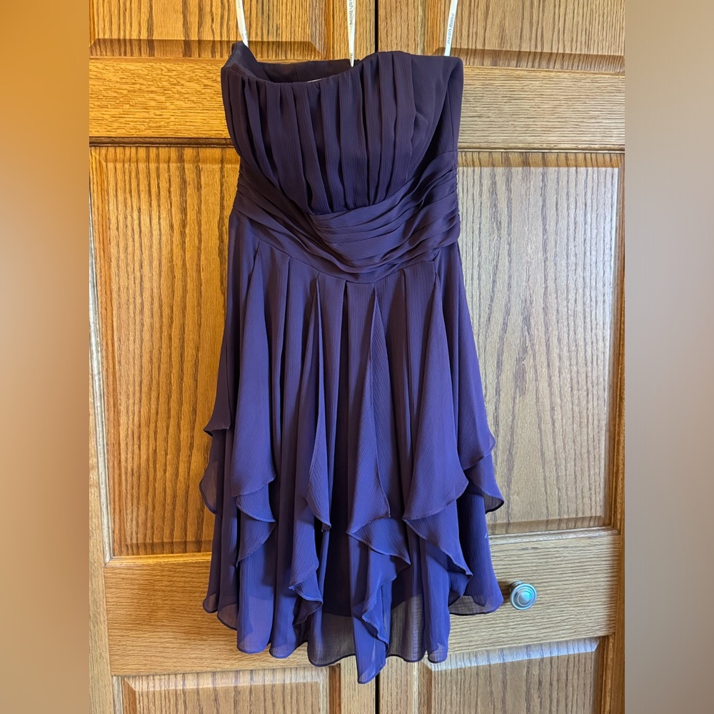 David’s Bridal Purple Strapless Bridesmaid Dress – Style F14169